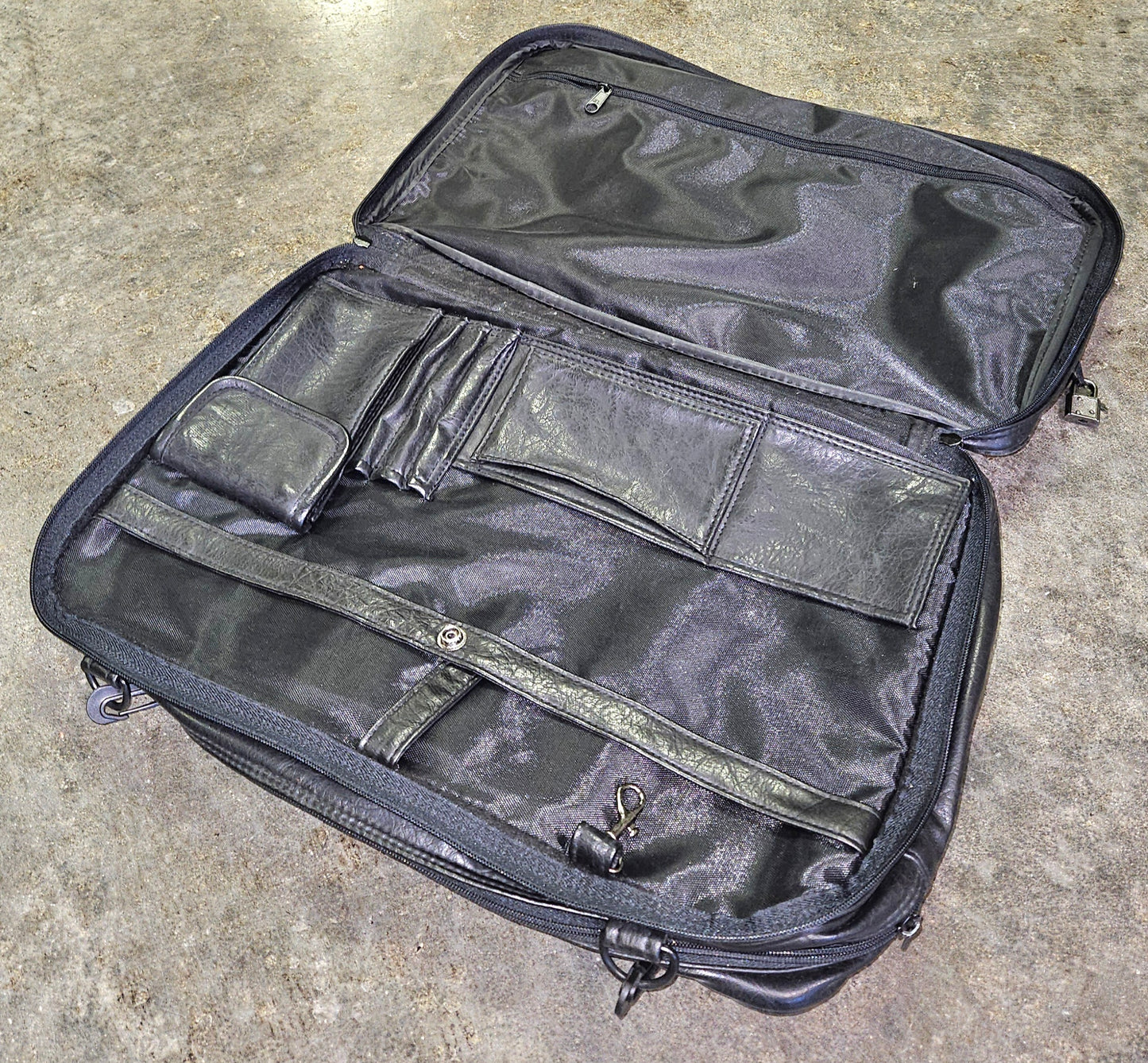 Vintage Black Leather Briefcase Satchel Laptop Case