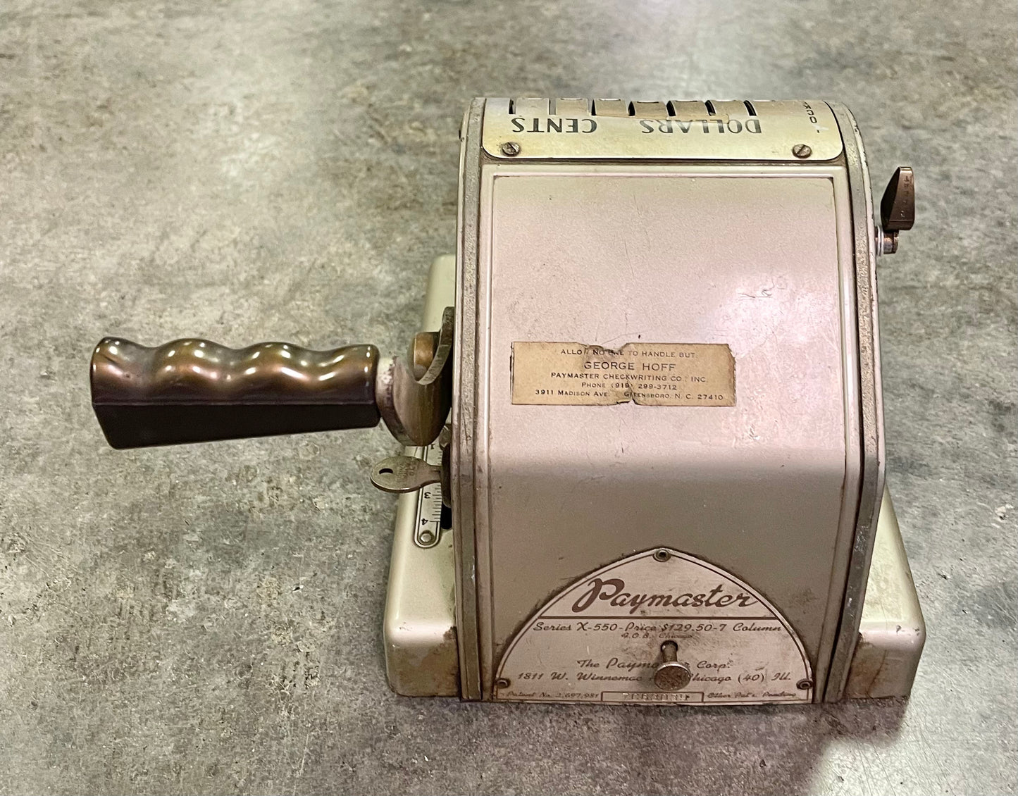 Vintage Paymaster Check Writer Series X-550