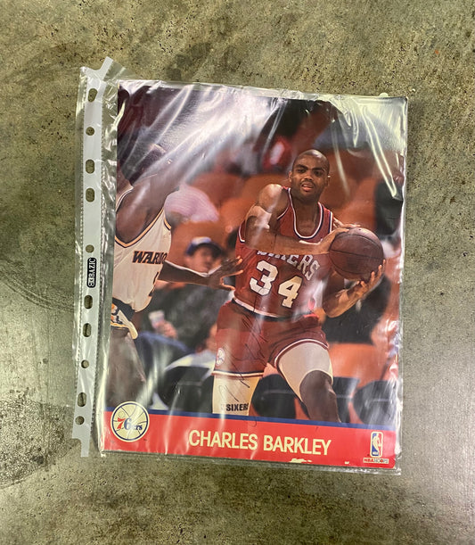 1991 NBA Hoops Charles Barkley 8x10 Glossy Action Photo Card Philadelphia 76ers