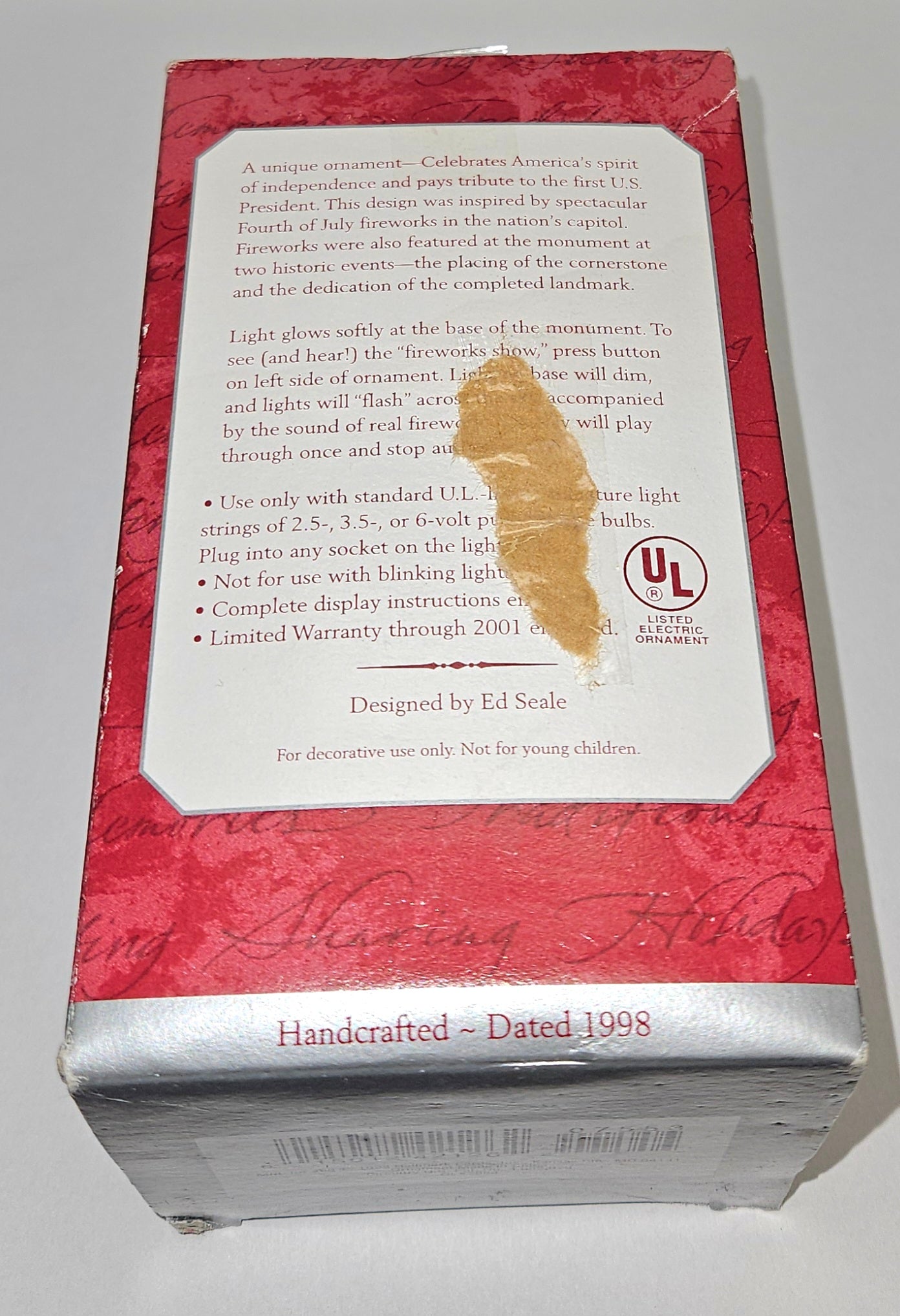 1998 Hallmark Keepsake Ornament "The Washington Monument"