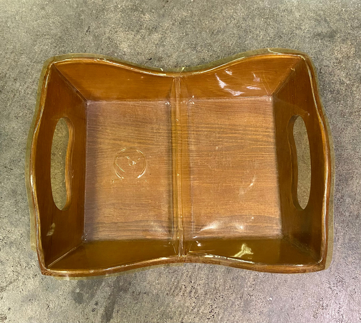 Vintage 1982 Teleflora Wooden Serving Tray with Divided Plastic Liner