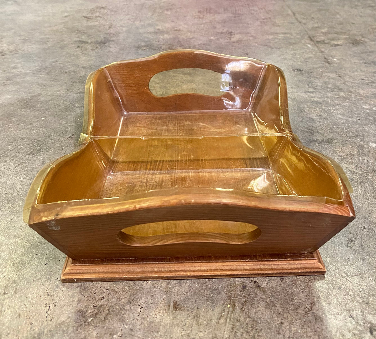 Vintage 1982 Teleflora Wooden Serving Tray with Divided Plastic Liner