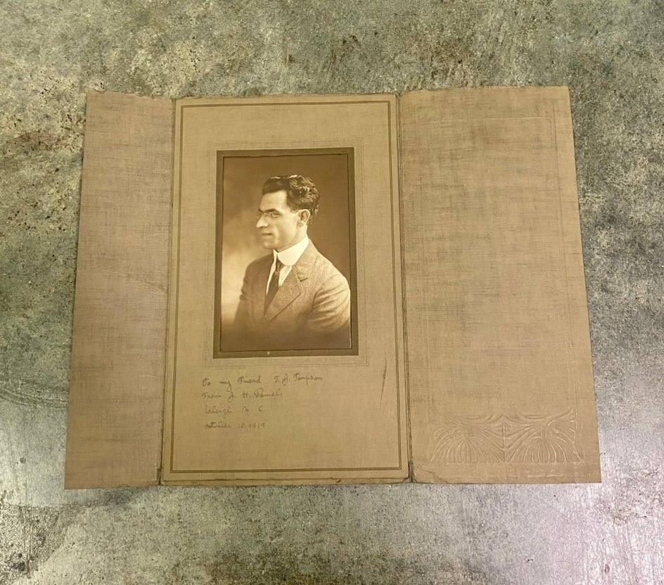 Antique 1919 Signed Men's Cabinet Portrait Photo - Raleigh, North Carolina Interest