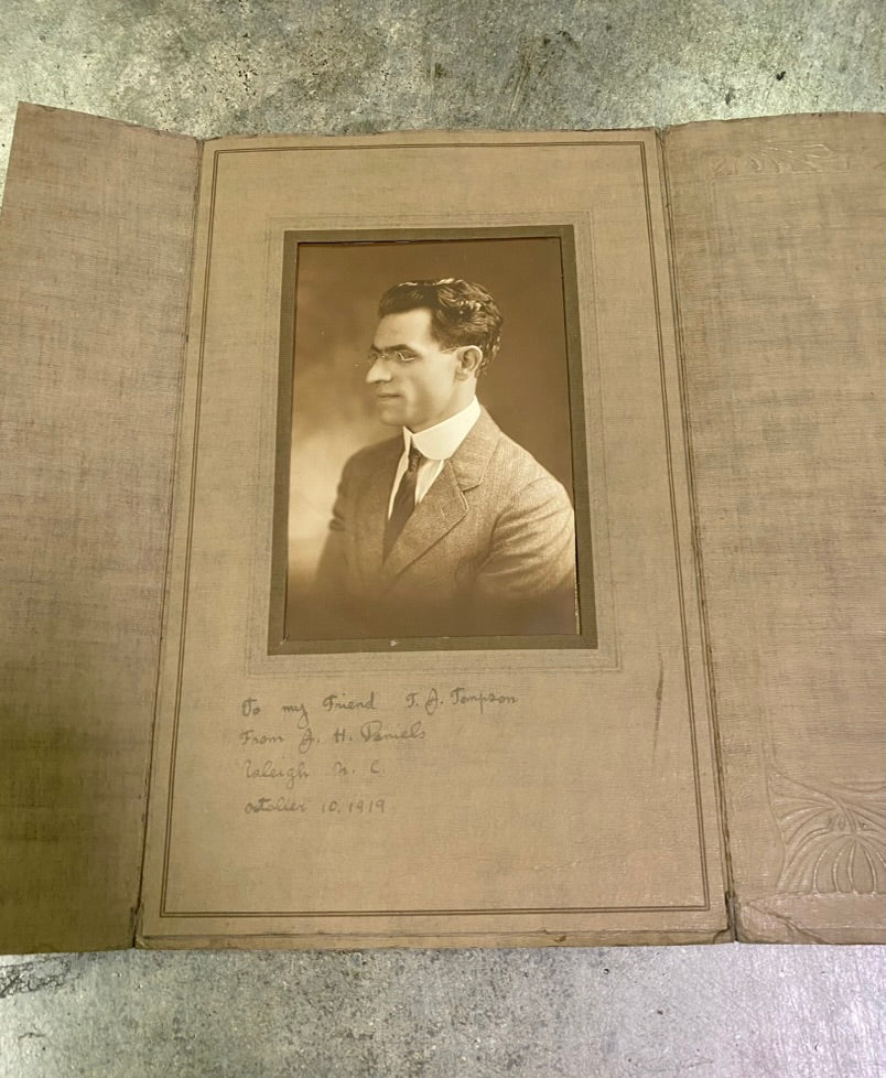Antique 1919 Signed Men's Cabinet Portrait Photo - Raleigh, North Carolina Interest