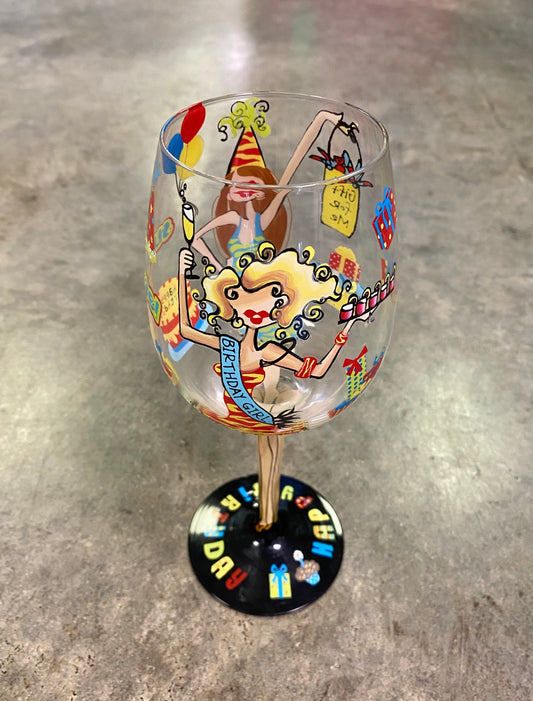 Birthday Girl "Bottoms Up" Wine Glass Collection