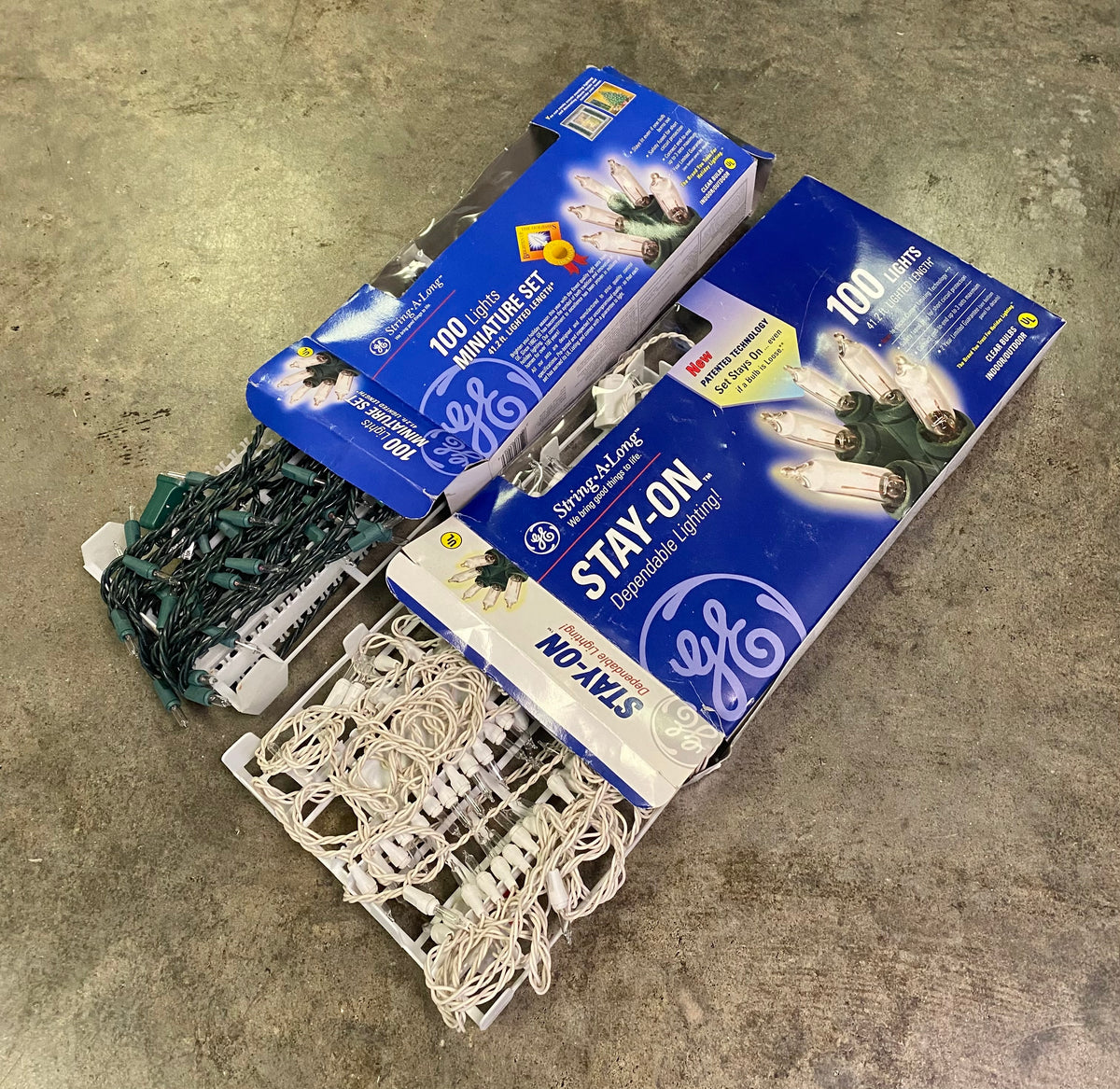 Vintage GE String-A-Long 100 Mini Clear Christmas Lights (Lot of 2 Boxes)