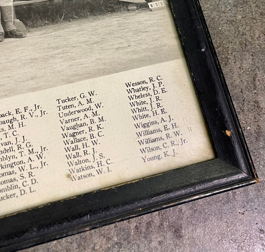 Framed Vintage WWII US Navy Company 872 Photo Camp Peary VA August 1944 Roster