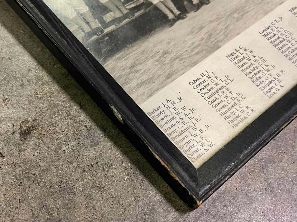 Framed Vintage WWII US Navy Company 872 Photo Camp Peary VA August 1944 Roster