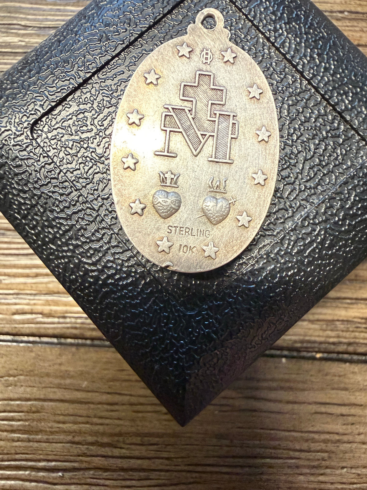 "Mary, Pray for Us" Sterling Silver and 10k Gold Pendant