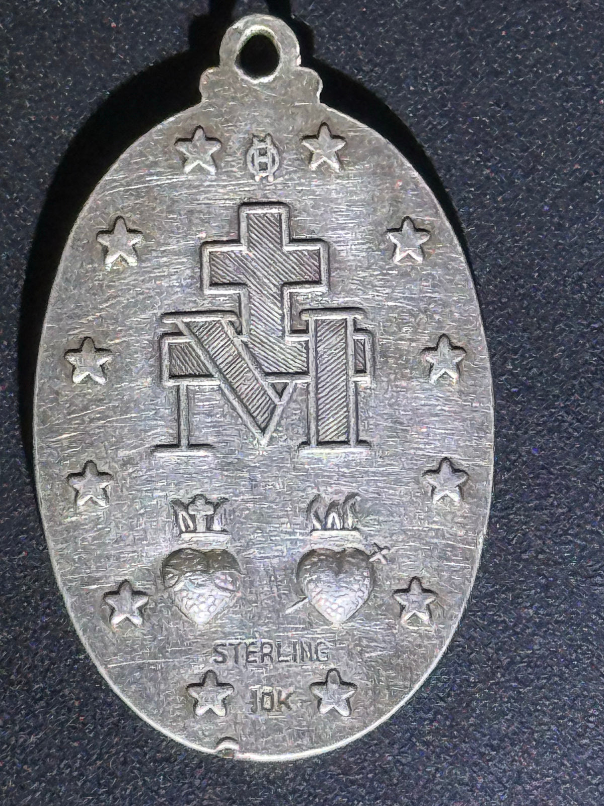 "Mary, Pray for Us" Sterling Silver and 10k Gold Pendant
