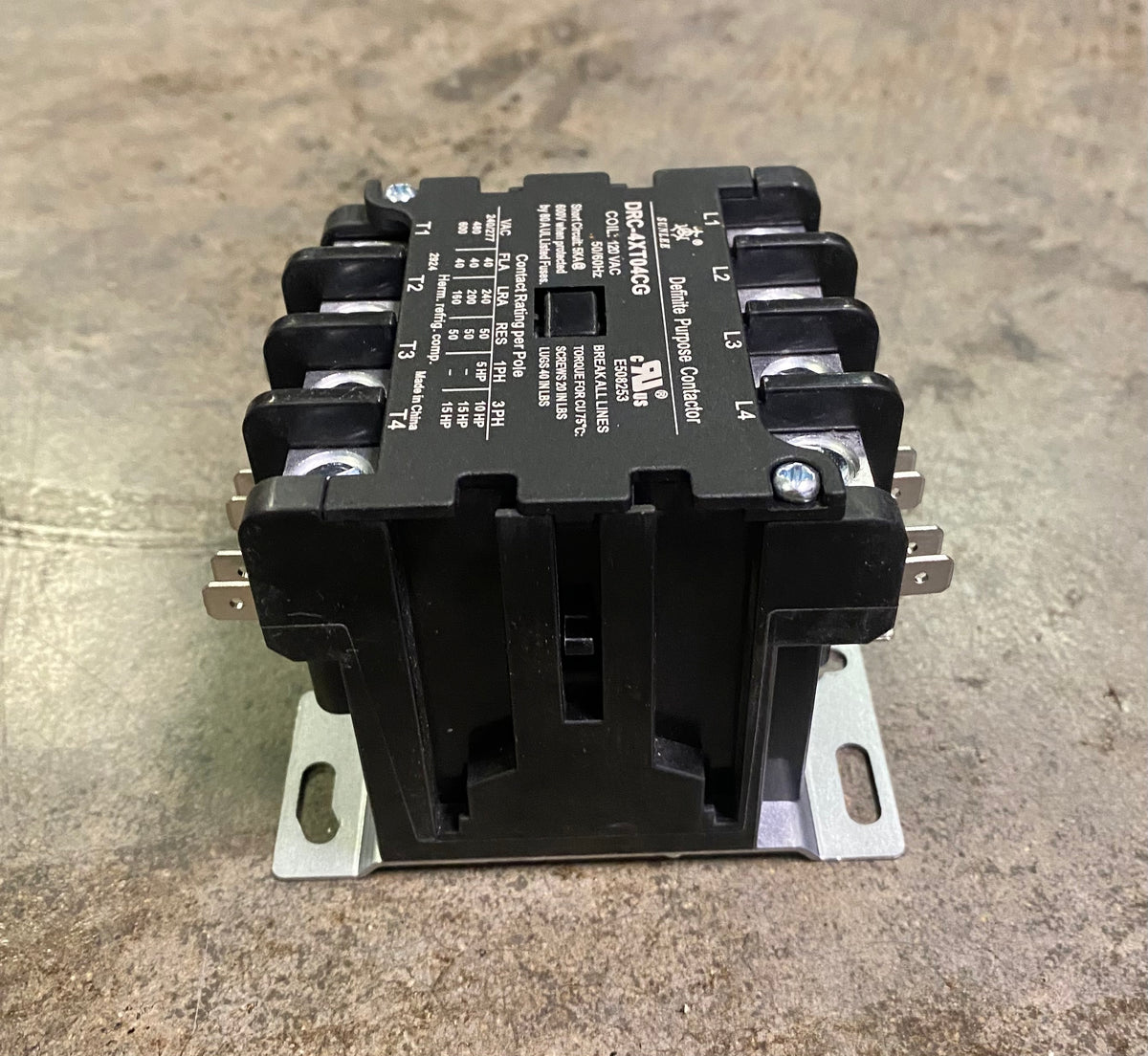 Sunlee DRC-4XT04CG Definite Purpose Contactor 4 Pole 40A FLA 120V Coil