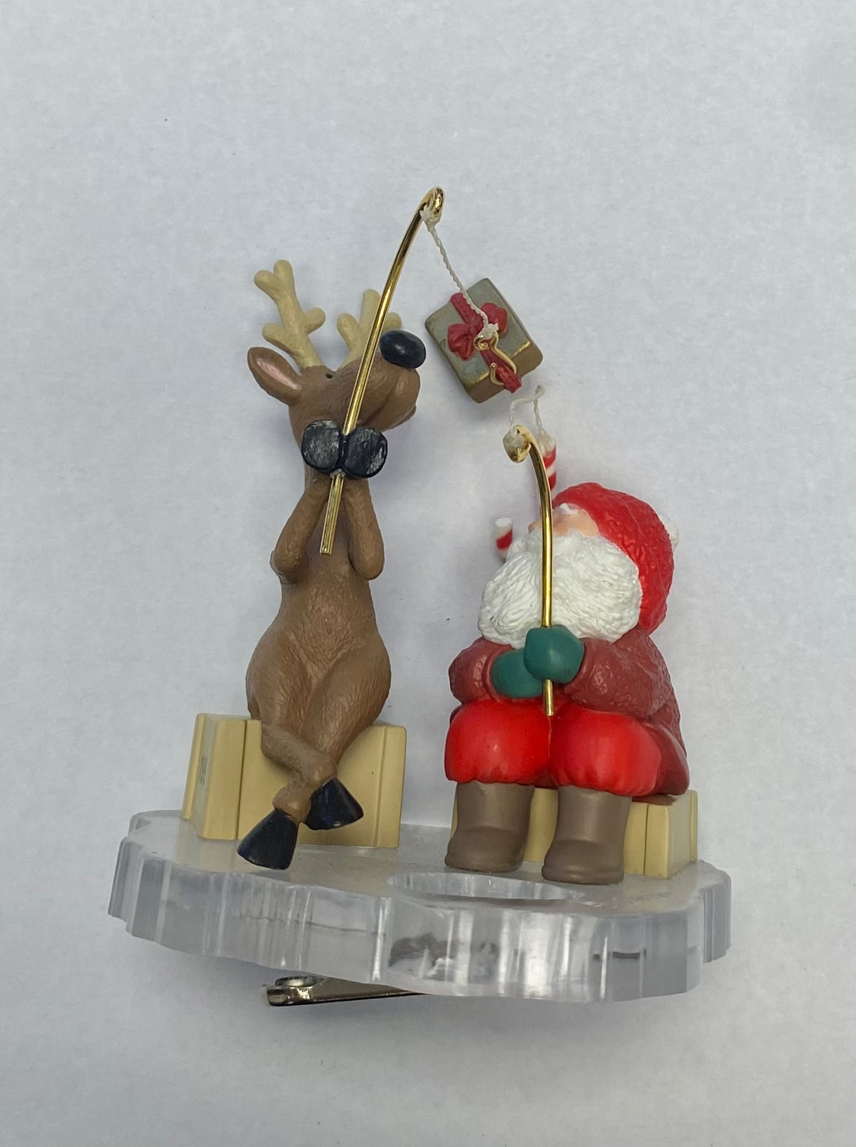 Lot of 2 Hallmark Keepsake Ornaments 1995 Collector's Club: Grandpa's Gift & Fishing for Fun (With Boxes)