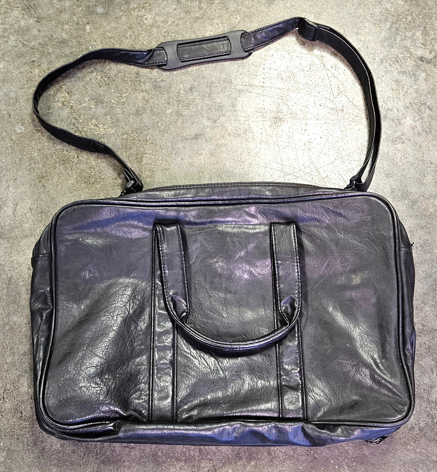 Vintage Black Leather Briefcase Satchel Laptop Case