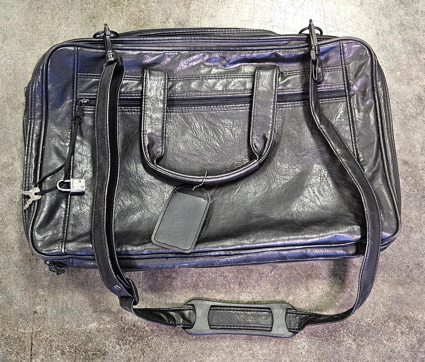 Vintage Black Leather Briefcase Satchel Laptop Case