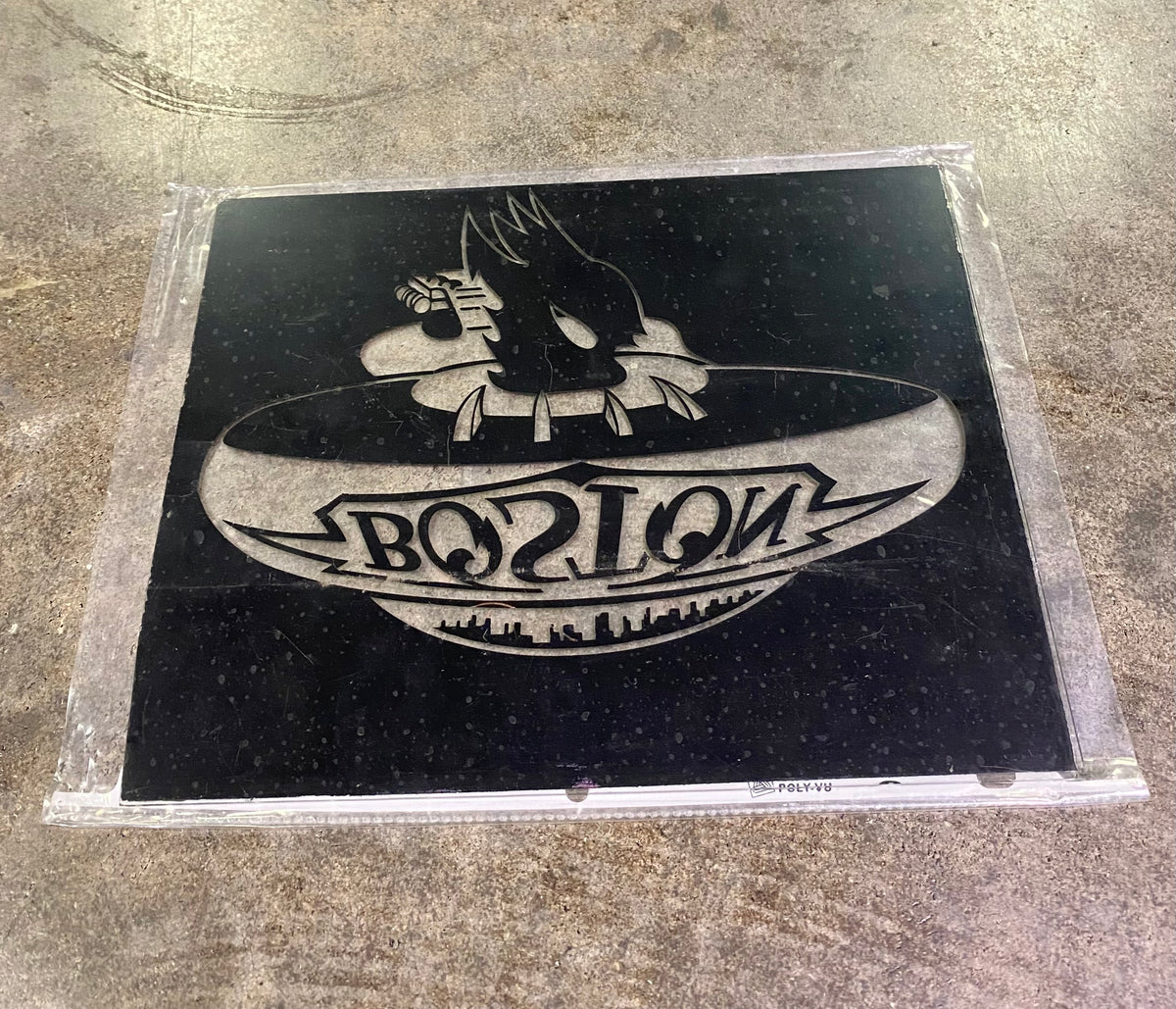 Vintage Boston Band Spaceship Logo Silver Foil Vinyl Decal Sticker / Sign Plate