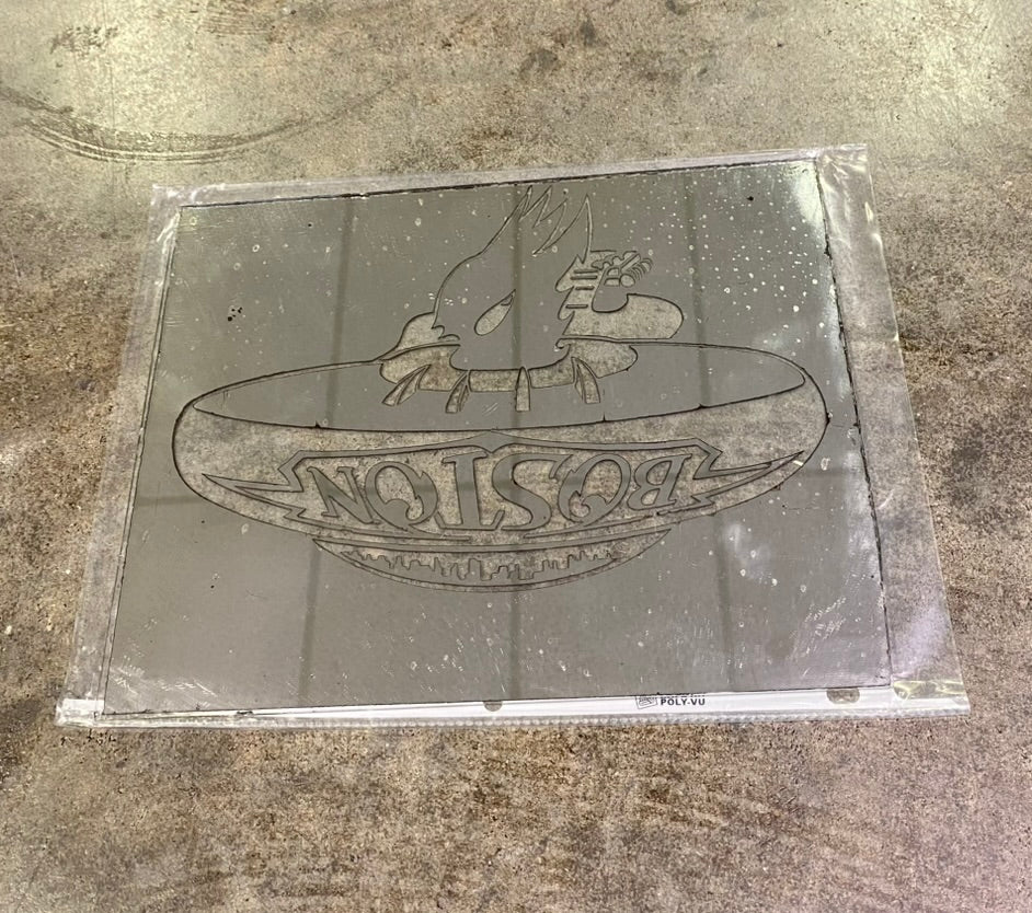 Vintage Boston Band Spaceship Logo Silver Foil Vinyl Decal Sticker / Sign Plate