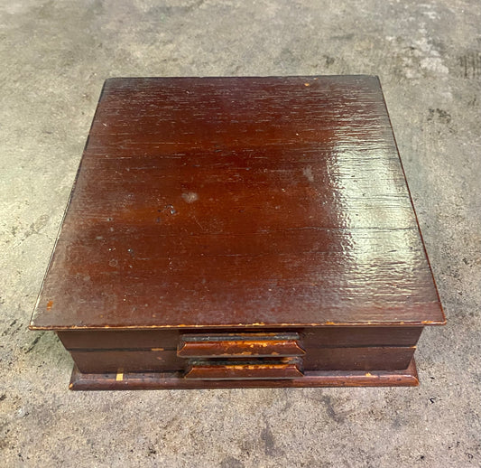 Vintage Gold Label Cigar Box Jewel Box 2 Drawer Wood Gradiaz Annis Tampa Fl