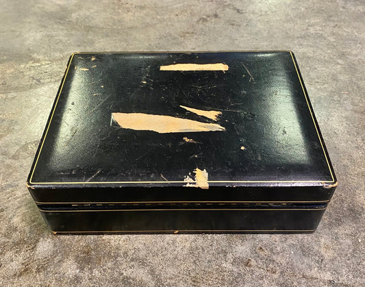 Vintage Italian Leather Compartment Box / Jewelry & Stationery Valet Box