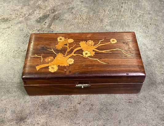 Vintage Japanese Marquetry Wood Trinket Box