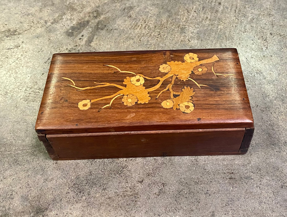 Vintage Japanese Marquetry Wood Trinket Box