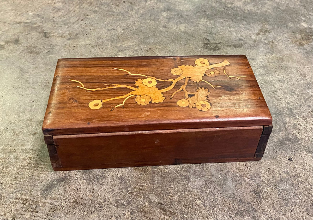 Vintage Japanese Marquetry Wood Trinket Box