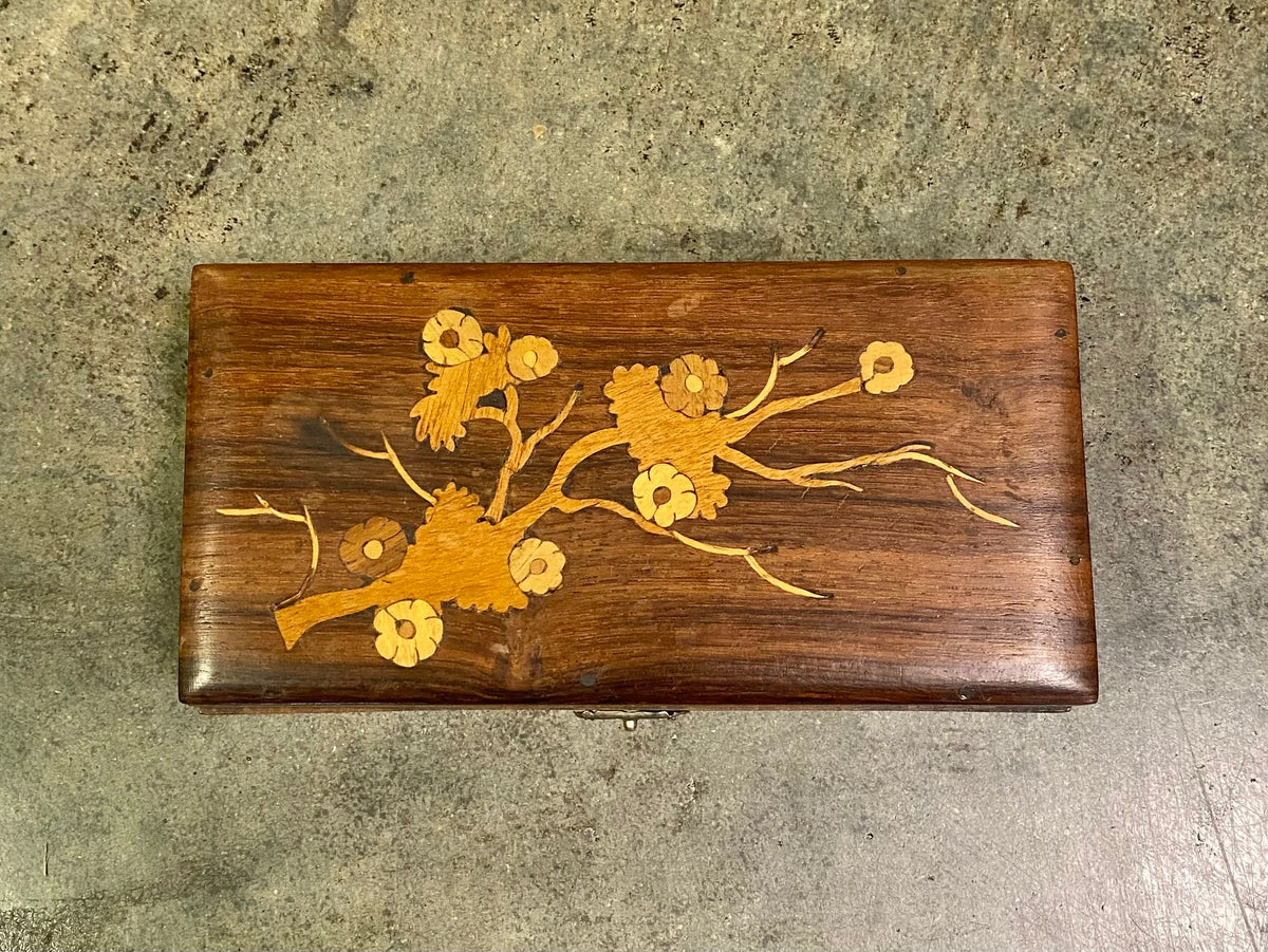 Vintage Japanese Marquetry Wood Trinket Box