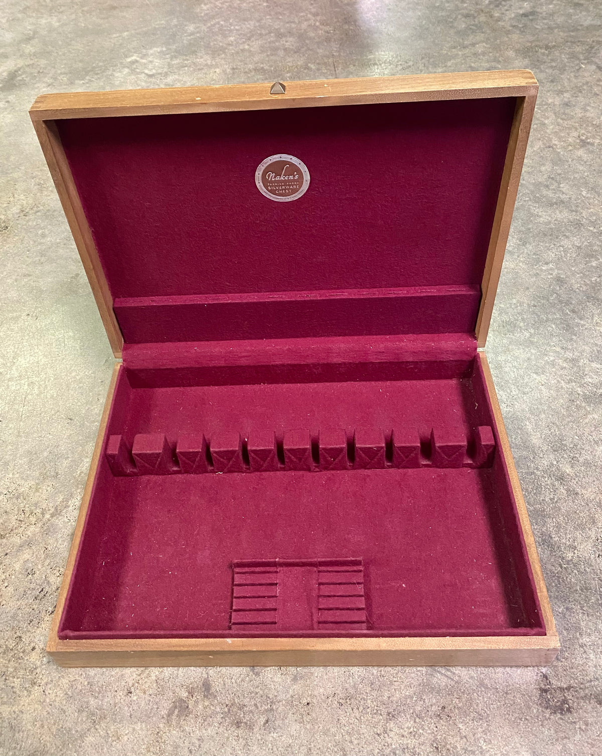 Vintage Naken's Wooden Silverware Chest