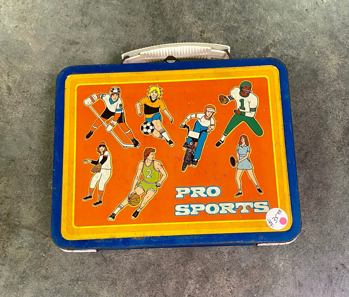 Vintage 1980 Pro Sports Metal Lunchbox Ohio Art Multi-Sport Retro No Thermos