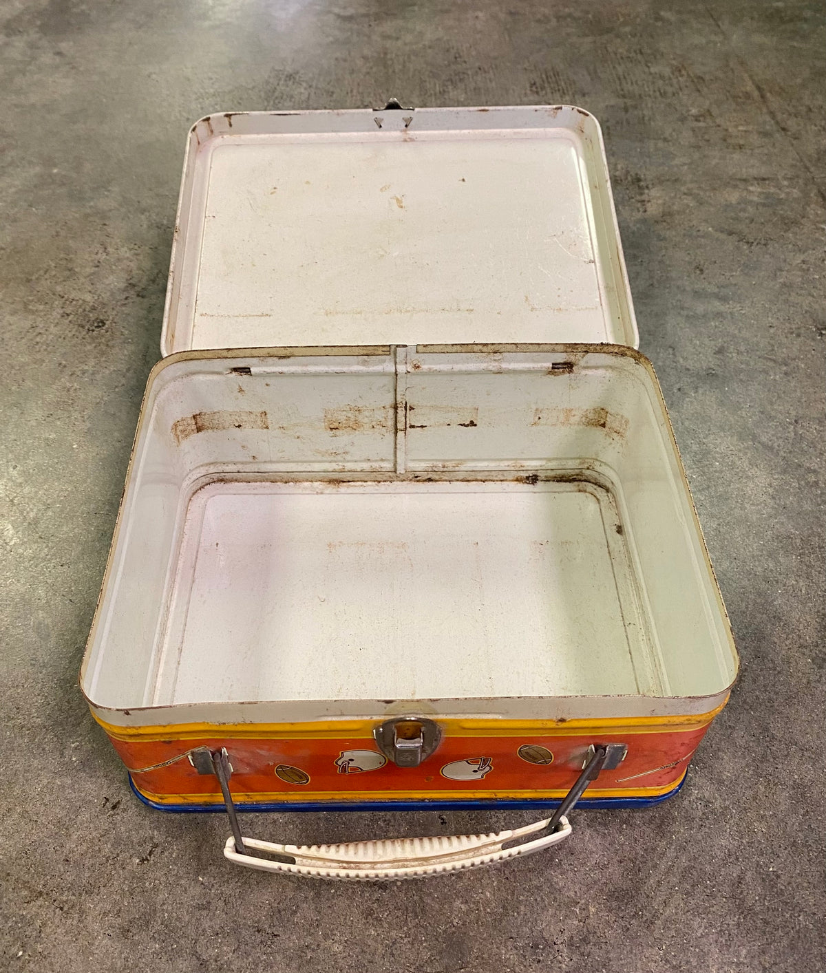 Vintage 1980 Pro Sports Metal Lunchbox Ohio Art Multi-Sport Retro No Thermos