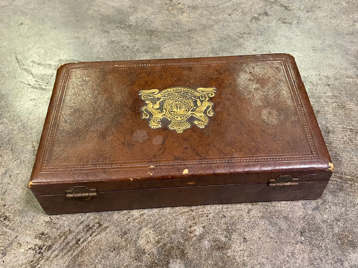 Vintage Smith Crafted Chicago Brown Faux Leather Wooden Box 359