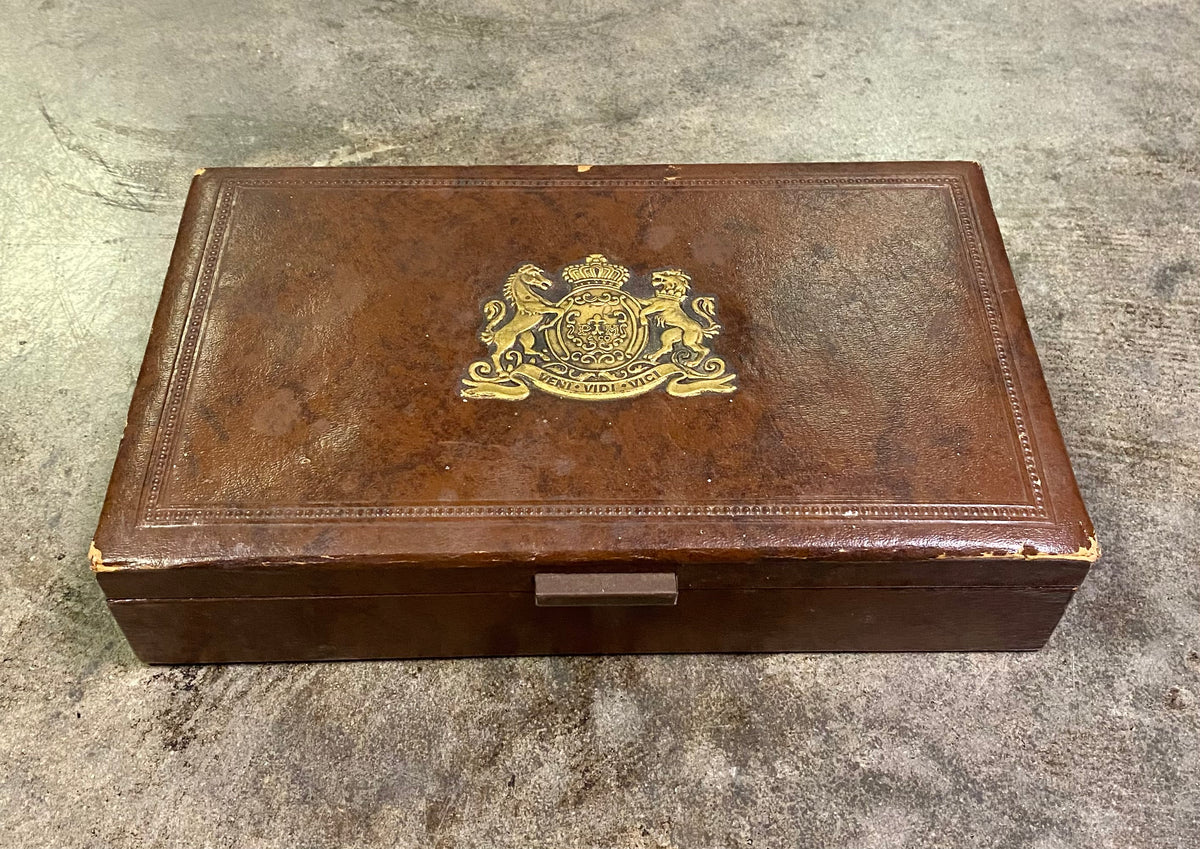 Vintage Smith Crafted Chicago Brown Faux Leather Wooden Box 359