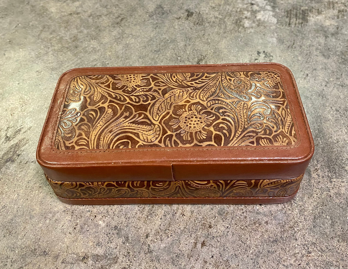 Vintage Wolf Designs Leather Jewelry Box
