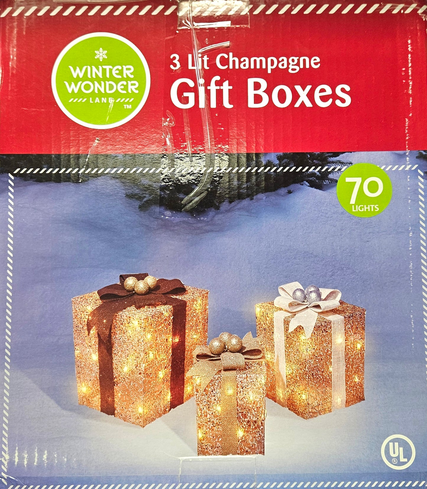Winter Wonder  Lane 3  Lit Champagne Gift Boxes